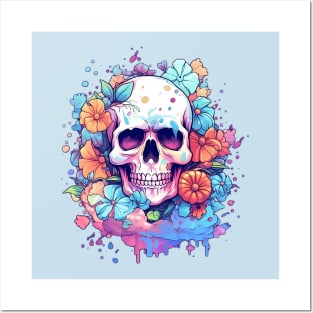 Beauty flowers skull Posters and Art